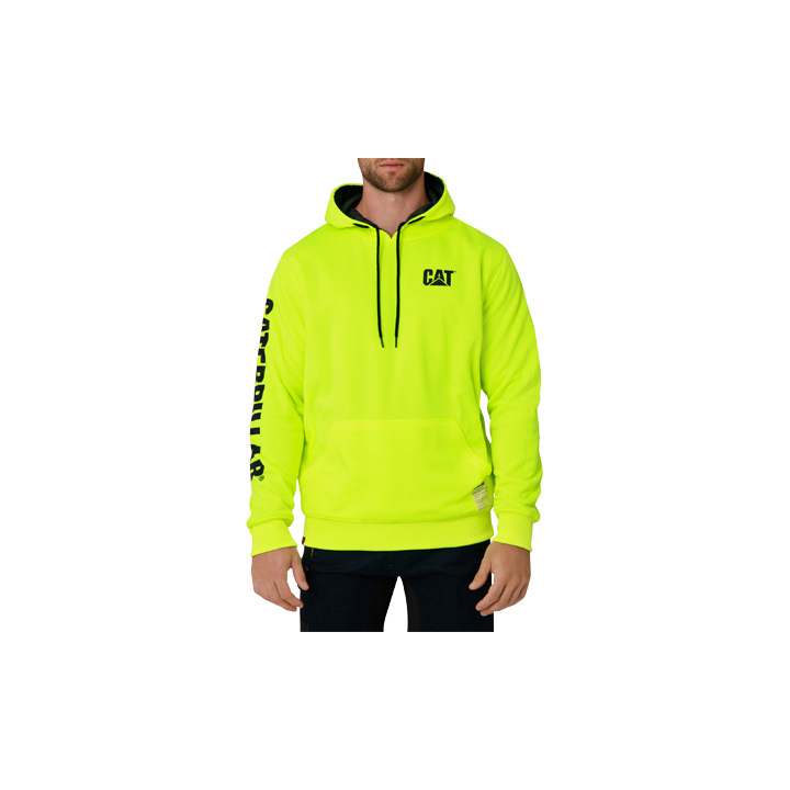 Caterpillar Clothing Sale - Caterpillar Reversible Banner Mens Hoodies Deep Green/Fluorescent (908453-MJB)